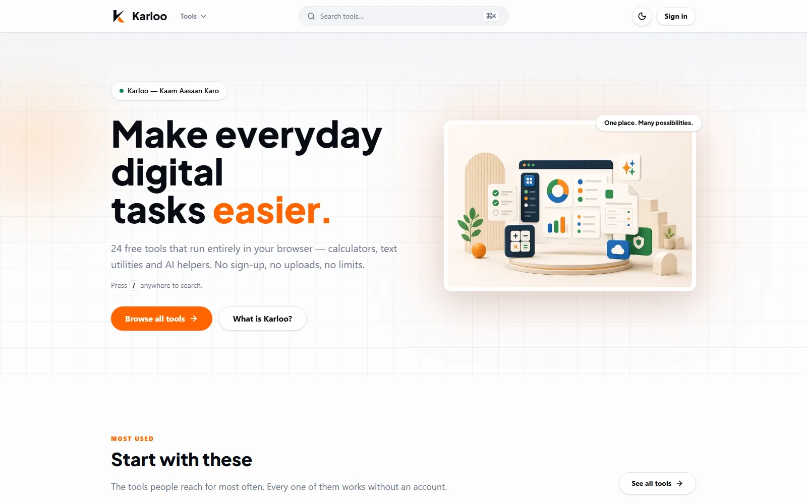 Karloo — Free Online Tools — case study by Manuj Rai (Manuj Rai)